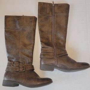Nine West Sassy Tran Girls Riding Boots 3.5 Brown